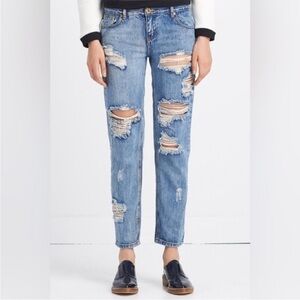 One Teaspoon Boyfriend Awesome Baggies Jeans Distressed Denim straight leg 25